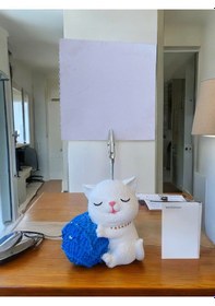 Resim Saks Yumak Tutan Oturan Kawaii Kedi Temalı Not Tutacağı Fotoğraf Tutacak Tutucu Ofis Seti Hediyelik Saks Mavi 