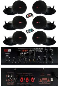 Resim Lastvoice Black Small-6 Tavan Hoparlör ve Anfi Ses Sistemi Paketi 