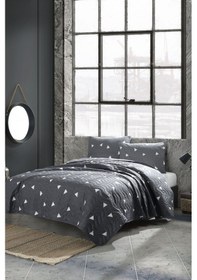 Resim Eponj Home Kapitone Yatak Örtüsü Seti Tek Kişilik Üçgen Gri 