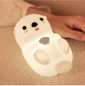 Resim Metabagua De Beers Sevimli Silikon Penguen Gece Lambası Zamanlama Deniz Samuru Uyku Gece Lambası Dokunmatik Kontrol Yan Lamba Çocuk Odası Için 0oxnta Bej 