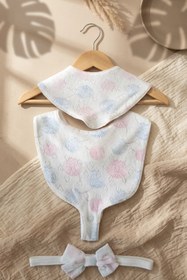 Resim Babydonat Aura Pastel Pointelle 3'lü Bebek Seti - %100 Pamuklu Nefes Alan Örme Kumaş, Bandana Önlük, Çıtçıtlı 