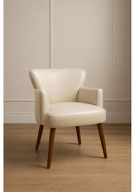 Resim Azra Mobilya Roma Krem Deri Modern Berjer Koltuk Tekli Koltuk Şık Ve Konforlu Oturma Alanı Krem 