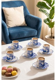 Resim Porsima 0731 12 Parça Porselen Türk Kahve Fincan Takımı - Kahve Fincan Seti - 90ml Çok Renkli 