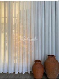 Resim Tül Perde Tergal Keten Sık Dokuma Düz Tül Ekru 