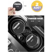 Resim Mazda Cx-9 Karbon Bardak Altlığı Mazda Cx-9 Yazılı Spor Ve Şık 2 Adet 7 Cm Tasarım 2 Adet 