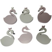 Resim bebekulpdekor Pembe-beyaz Kuğu Kulp 6 Adet Set Bebek Çocuk Odası Dolap Çekmece Kulbu 