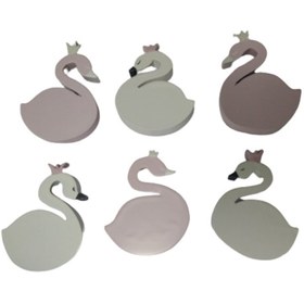 Resim bebekulpdekor Pembe-beyaz Kuğu Kulp 6 Adet Set Bebek Çocuk Odası Dolap Çekmece Kulbu 