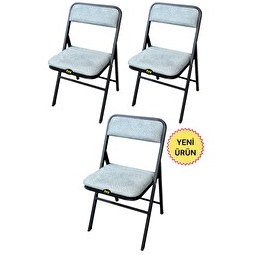 Resim Hey Modüler Mobilya Mavi 3'lü Katlanır Piknik Kamp Sandalyesi 