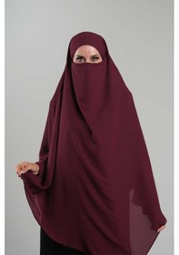 Resim Hürrem Bone Bordo Pratik Hazır Geçmeli Tesettür Eşarp Krep Bağcıklı Çift Katlı Sufle Hijab 2314 16 Bordo 