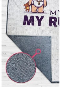 Resim Homshtag Benim Odam Benim Kurallarım Beyaz Minimal Çocuk Odası Halısı Çok Renkli 