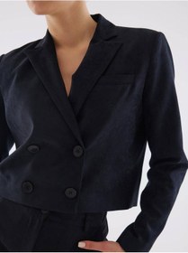 Resim Süet Siyah Kruvaze Crop Ceket 001 