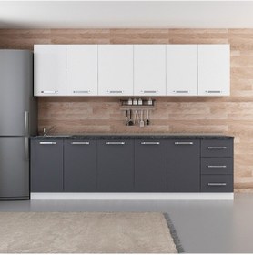 Resim Minar 275 Cm Mutfak Dolabı Beyaz Antrasit 275-A1 Beyaz 