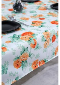 Resim Sufre Sıvı Geçirmez Masa Örtüsü Sofra Bezi Sofra Örtüsü Piknik Örtüsü Turuncu Güller 