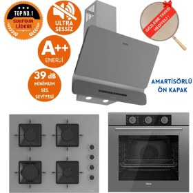 Resim Ferre Fryart&silentart Grey /sessiz Yeni Seri Antrasit Gri Ankastre Set (D082-SA + QXE62CPR +SS208) 