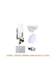 Resim Visam-Creavit Tp320 - Gömme Rezervuar Asma Klozet Seti 5 Li 