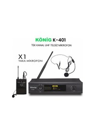 Resim König K 401 Yaka Tek Kanal Uhf Telsiz Mikrofon 