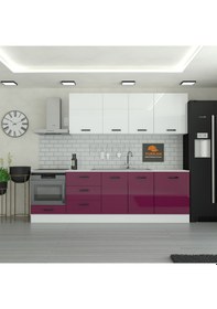 Resim 260 Cm Mutfak Dolabı Mdf Kapak Tezgah Dahil Yrkn260 102 Mürdüm 