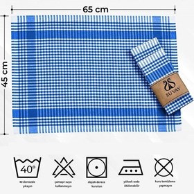Resim Mutfak Kurulama Bezi 6'lı Mavi Pöti Kareli Bulaşık Kurulama Bezi Servis Peçetesi Beslenme Örtüsü Mavi 