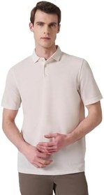 Resim Morven Erkek Bej Trend Örme Keten Dinamik Fit Polo Yaka T-shirt 