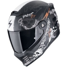 Resim Scorpion Covert Fx Skullz Kapalı Motosiklet Kaskı Mat Siyah Gri Altın Mat Siyah - Gri 