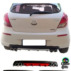 Resim Hyundai İ20 Uyumlu Yuvarlak Egzozlu Mavi Difüzör Difizör Çiftli Egzoz Görünüm Arka Ek 