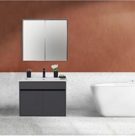 Resim Sözcan Mobilya Dicle Tk. Asma Alt + Üst + Lavabo Antrasit 80 CM 