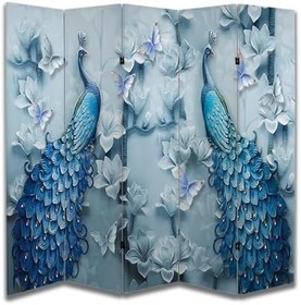 Resim Kuş Temalı Özel Tasarım Paravan Room Divider 180 x 200 cm 