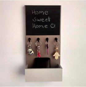 Resim Eblo Home 20 Cm Gri Kara Tahta Antre Askılık Anahtarlık 