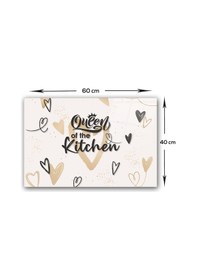 Resim Cam Ocak Arkası Koruyucu | Queen Of The Kitchen Love |40cm x 60cm 