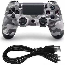 Resim Ruicoo Ps4 Ve Pc İçin Çift Titreşimli Kablolu Oyun Kumandası - Kamuflaj Gri, Ergonomik Tasarım, 2.2m Usb Kablo 