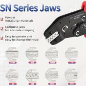 Resim Profesyonel Elektrikçi Sıkma Alet Seti - Nikel Kaplama Alaşımlı Çelik, Terminal Sıkma için 4mm Genişlikte Yuva Çeneleri - SN-02C, 03H, 06, 06WF, 58B, 2549, 2546B 