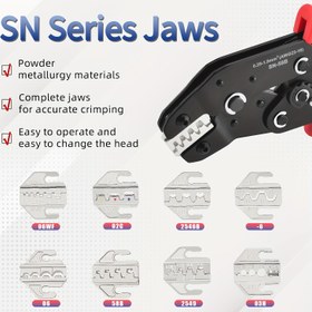 Resim Profesyonel Elektrikçi Sıkma Alet Seti - Nikel Kaplama Alaşımlı Çelik, Terminal Sıkma için 4mm Genişlikte Yuva Çeneleri - SN-02C, 03H, 06, 06WF, 58B, 2549, 2546B 