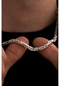 Resim Osmanlı Gümüş Beyaz Kral Erkek Gümüş Kolye 4.5 MM 