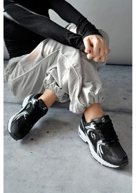 Resim Muggo Mojeh Kadın Ortopedik Günlük Garantili Bağcıklı Yürüyüş Koşu Sneaker Spor Ayakkabı Siyah 