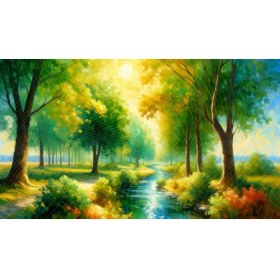 Resim Venspor Güneşli Orman Manzaralı Arkaplan 200 x 150 cm Fon Duvar Örtüsü 