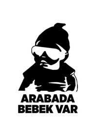 Resim Arabada Bebek Var Oto Arka Cam Sticker Siyah 24 16 Cm 