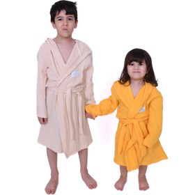 Resim Müslin Çocuk Bornozu | 4 Katlı - %100 Pamuk - Sarı / 7-8 yaş 
