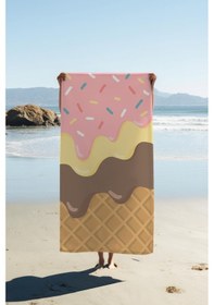 Resim Dijital Baskı Plaj Deniz Havlusu Dondurma Desenli Peştamal Hvl0201 Renkli 