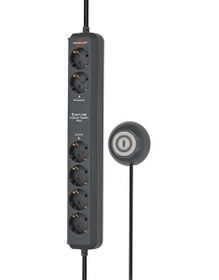 Resim Brennenstuhl Eco Line Comfort Serisi Fonksiyonel Güvenlik Anahtarlı 6 Soketli 1,5 Metre Uzatma Siyah Priz 