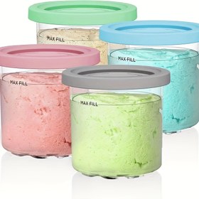 Resim 4 Parlak Renkli Plastik Dondurma Yapıcı Kapakları ile Kapakları - Tekrar Kullanılabilir, Bulaşık Makinesinde Güvenli, Evde Dondurma Yapımı İçin Harika, Dondurma Yapımı Malzemeleri | Parlak Renkli Kapaklar | Dayanıklı Plastik 
