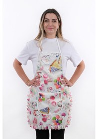 Resim Jarse Frilly İkili Paket Sıvı Geçirmez Su Geçirmez Mutfak Önlüğü Macaron 