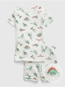 Resim GAP Bebek Kırık Beyaz %100 Organik Pamuk Desenli Pijama Takım 
