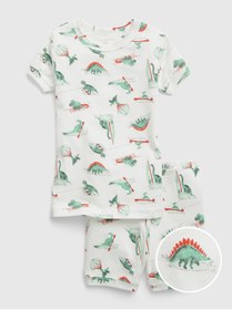 Resim GAP Bebek Kırık Beyaz %100 Organik Pamuk Desenli Pijama Takım 