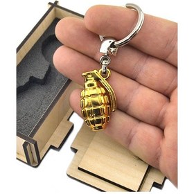 Resim El Bombası - Grenade - Anahtarlık - Gold - Ahşap Kutulu 