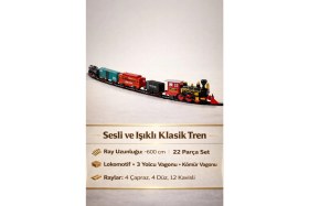 Resim Yıldırım Oyuncak Oyuncak Sesli ve Işıklı Lokomotifli Klasik Tren Seti 22 Parça 600CM 