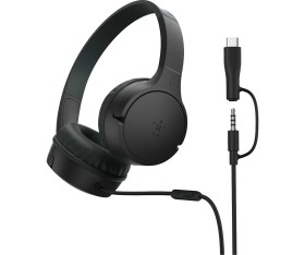 Resim Belkin Soundform Mini Kids Kablolu Kulaklık (Siyah) – Usb-C + 3,5 mm Adaptör, Dahili Mikrofon, 85 Db Ses Sınırı, Eğlenceli Çıkartmalar, Iphone, Ipad, Galaxy Uyumlu 