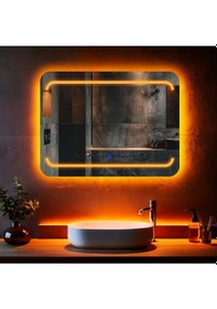 Resim Recta Amber Led'li Kumlamalı Lavabo & Banyo Aynası Dokunmatik Sensörlü 65 X 90 Cm Turuncu 