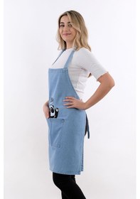 Resim Nakışlı Kot Mutfak Önlüğü Çok Renkli 