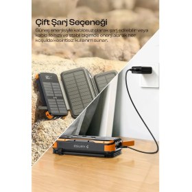 Resim Kensa Güneş Enerjili Powerbank 20.000 Mah | Hızlı Şarj | LED Göstergeli | Dahili Kablo | Solar Şarj Cihazı 