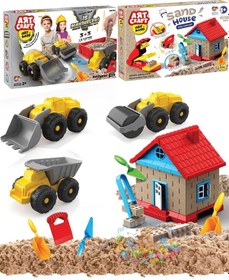 Resim Oyuncak İş Makineleri Kum Ev Seti 1500 Gr Kinetik Kum Seti Serisi 